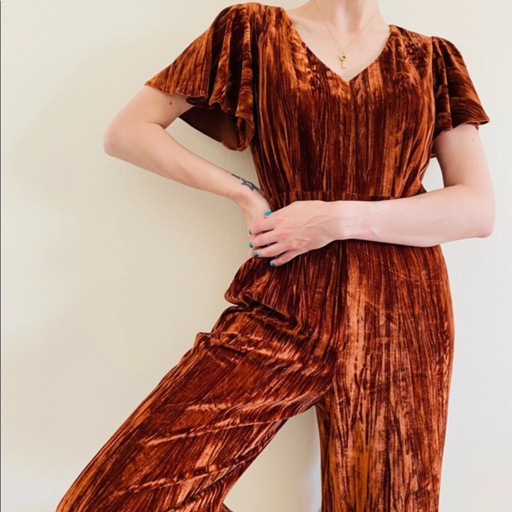 Tahari Rust Wide-Legged Jumpsuit